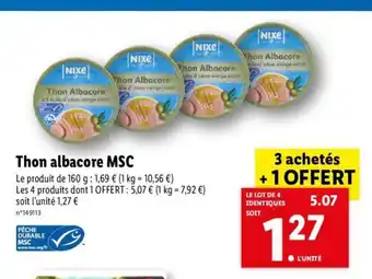 Lidl Thon albacore MSC offre