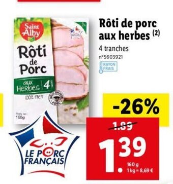 Lidl Rôti de porc aux herbes offre