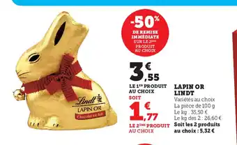 Super U Lapin or lindt offre