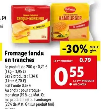 Lidl Fromage fondu en tranches offre