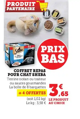 Super U coffret repas pour chat sheba offre