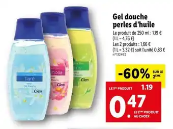 Lidl Gel douche perles d'hile offre