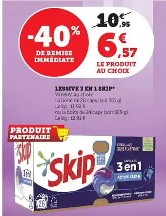 Super U Lessive 3 en 1 skip offre