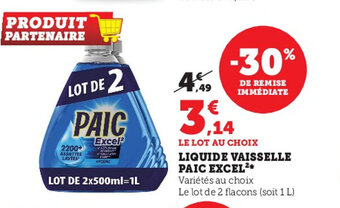 Super U Liquide vaisselle paic excel offre