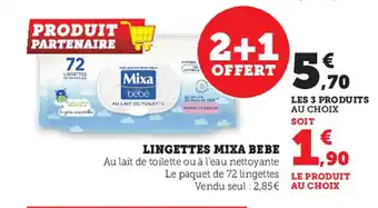 Super U Lingettes mixa bebe offre