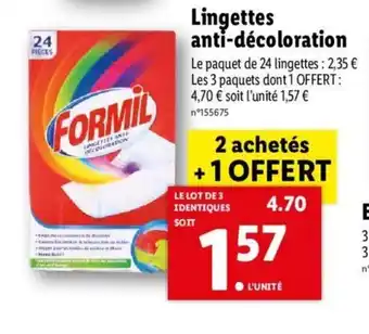 Lidl Lingettes anti-décoloration offre
