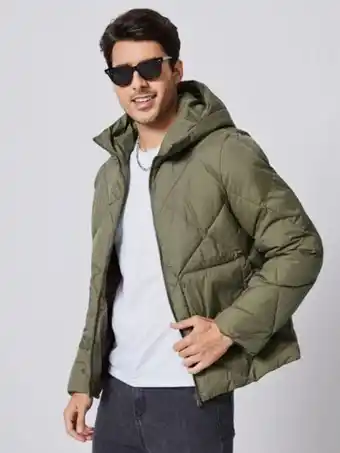 Shein homme manteau matelassé zippé à capuche