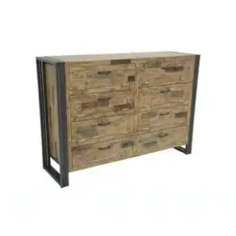 Meuble à chaussures hévéa recyclé blanchi et métal noirci 8 tiroirs 132x40x91cm docker
