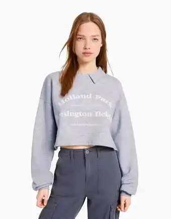 Sweat col polo imprimé