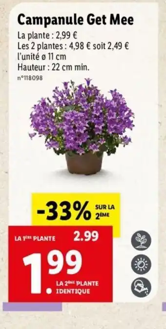 Lidl Campanule Get Mee offre