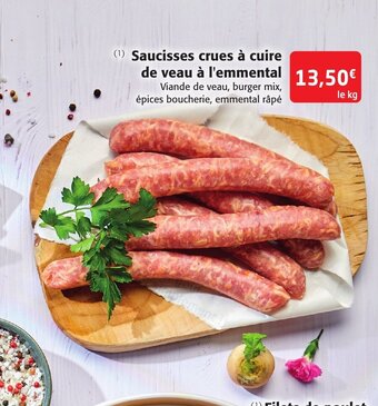Colruyt Saucisses crues a cuire de veau a l'emmental offre