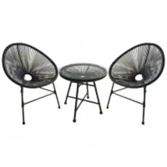 Acapulco : ensemble 2 fauteuils oeuf + table basse gris