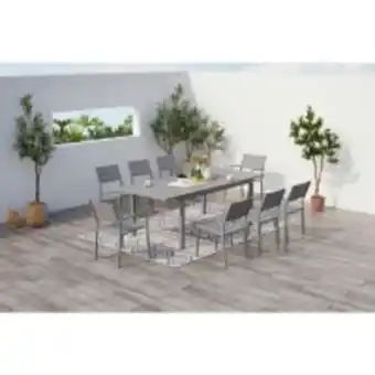 E.Leclerc Brico Mezzane : table de jardin extensible 8 personnes avec 2 fauteuils et 6 chaises en aluminium offre