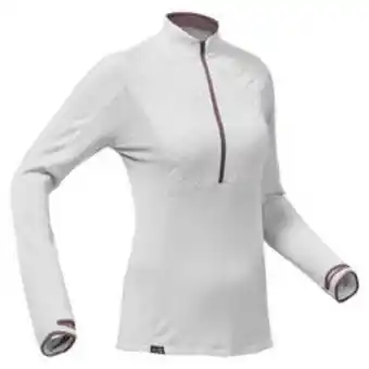 Decathlon T-shirt en laine mérinos de trek montagne manche longue col zippé -mt900 - femme offre