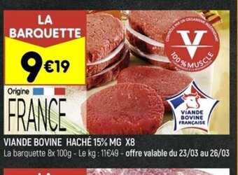 Viande bovine hache 15% MG x8
