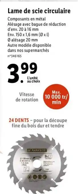 Lidl Lame de scie circulaire offre