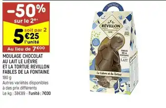 Leader Price Moulage Chocolat Au Lait Le Lievre Et La Tortue Revillon Fables De La Fontaine offre
