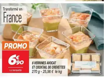 6 verrines avocat et cocktail de crevettes