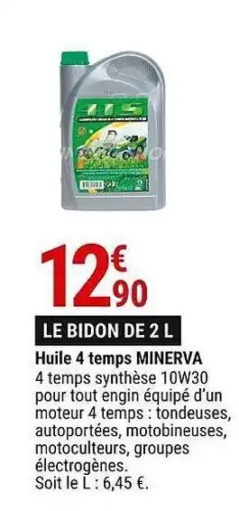 Gamm vert Huile 4 temps minerva offre