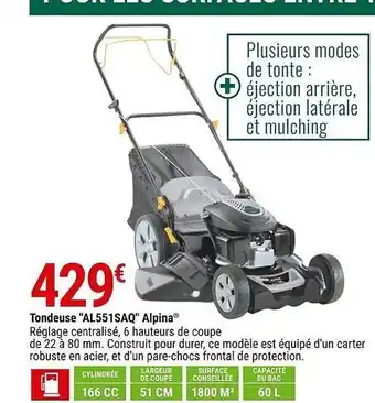 Gamm vert Tondeuse al551saq alpina offre