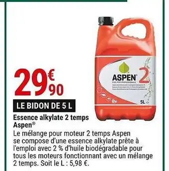 Gamm vert Essence alkylate 2 temps aspen offre