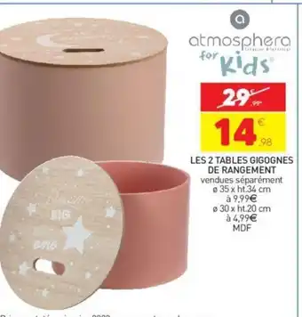 Stokomani Les 2 Tables Gigones de Rangement offre