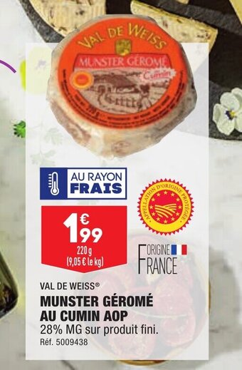 ALDI Munster Géromé Au Cumin AOP offre