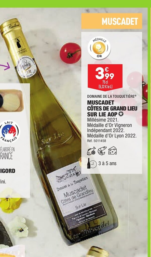 Promo Muscadet Côtes De Grand Lieu Sur Lie AOP chez ALDI