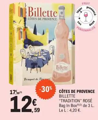 E.Leclerc Cotes De Provence Billete "Tradition" Rosè offre