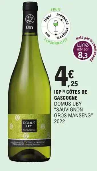 E.Leclerc IGP Cotes De Gascogne Domus Uby "Sauvignon Gros Manseng" 2022 offre