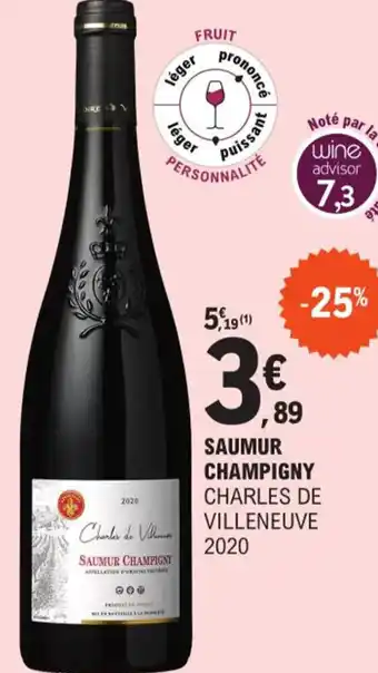 E.Leclerc Saumur Champigny Charles De Villeneuve 2020 offre