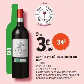 E.Leclerc AOP Blaye côtes De Bordeaux Bio offre