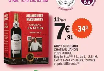 E.Leclerc AOP Bordeaux Chateau Janon 2021 Rouge offre