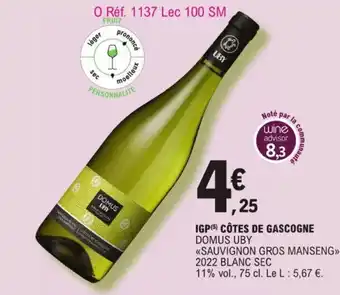 E.Leclerc IGP Côtes De Gascogne Domus Uby offre