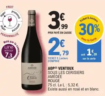 E.Leclerc AOP Ventoux Sous Les Cerisiers Amédée Rouge offre