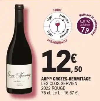 AOP Crozes-Hermitage Les Clos Servien 2022 Rouge