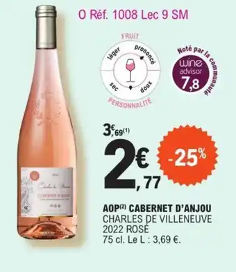 AOP Cabernet D'Anjou Charles De Villeneuve 2022 Rosé