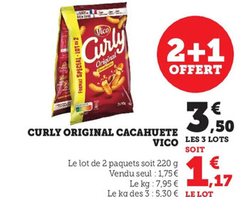 Super U Curly Original Cacahuete Vico offre