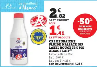 Super U Creme Fraiche Fluide d'Alsace IGP Label Rouge 32% MG Alsace Lait offre