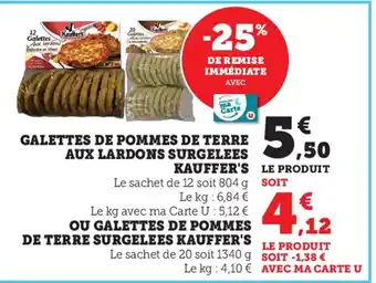 Super U Galettes De Pommes De Terre Aux Lardons Surgelees Kauffer's offre
