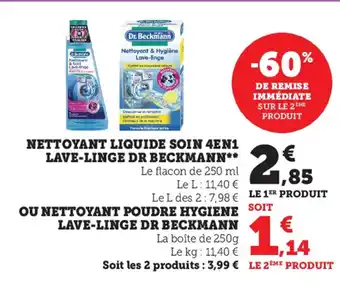 Super U Nettoyant Liquide Soin 4en1 Lave-Linge Dr Beckmann offre