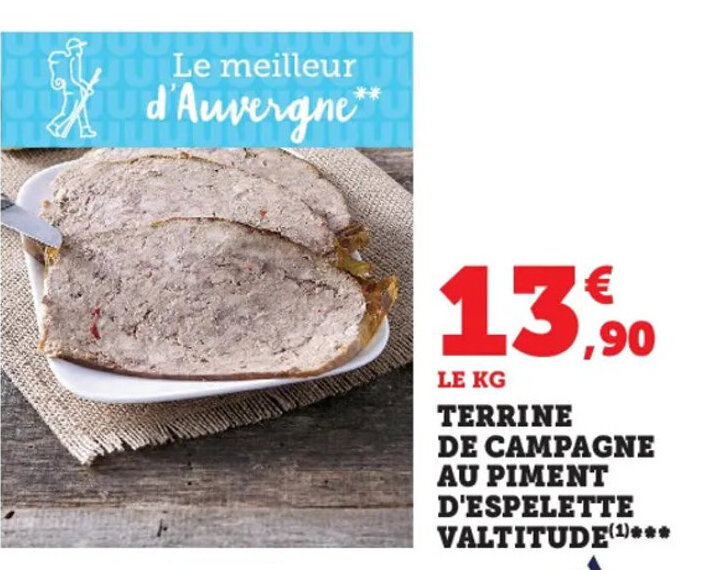 Promo Terrine De Campagne Au Piment D'Espelette Valtitude chez Super U