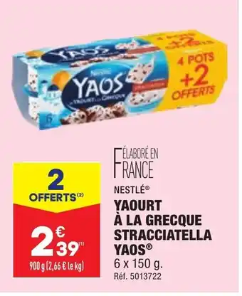 ALDI Yaourt a la grecque stracciatella yaos offre