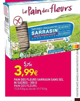 naturéO Pain des fleurs sarrasin sans sel ni sucres 300g pain des fleurs offre