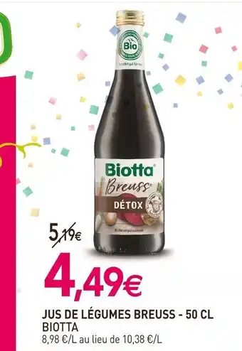 naturéO Jus de legumes breuss 50cl biotta offre