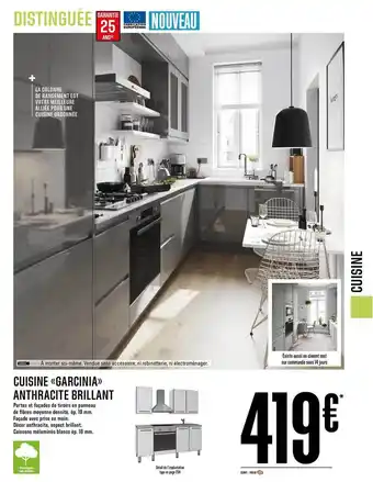 Brico Dépôt Cuisine Garcinia Anthracite Brillant offre