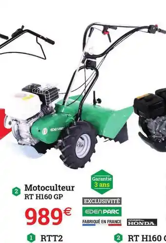 Espace emeraude Motoculteur Rt H160 Gp Eden Parc Honda offre