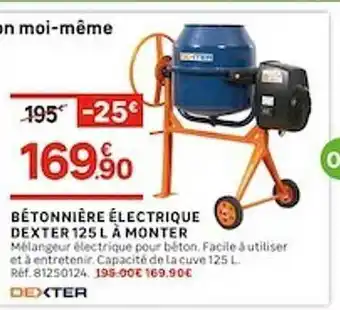 Leroy Merlin Bétonnière électrique Dexter 125 L à Monter offre