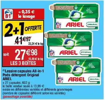 Migros Lessive en capsules ariel offre