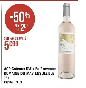 AOP Coteaux D'Aix En Provence Domaine Du Mas Ensoleille
